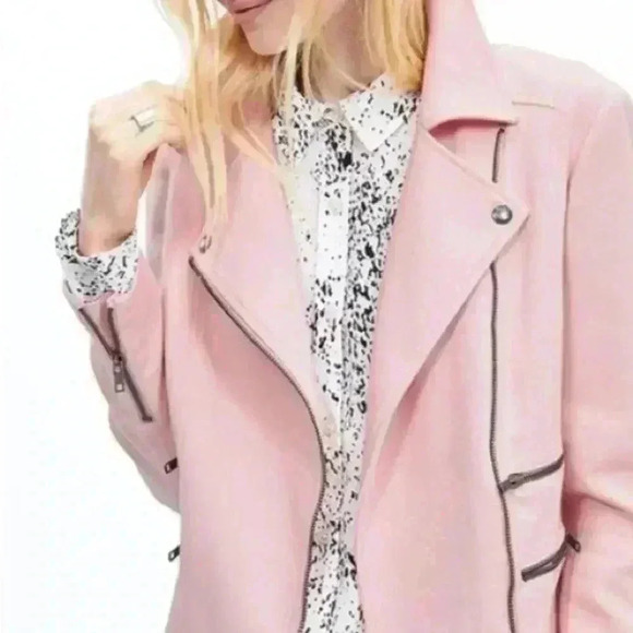 Banana Republic Pink PL Moto JacketSize 6 - Picture 1 of 7